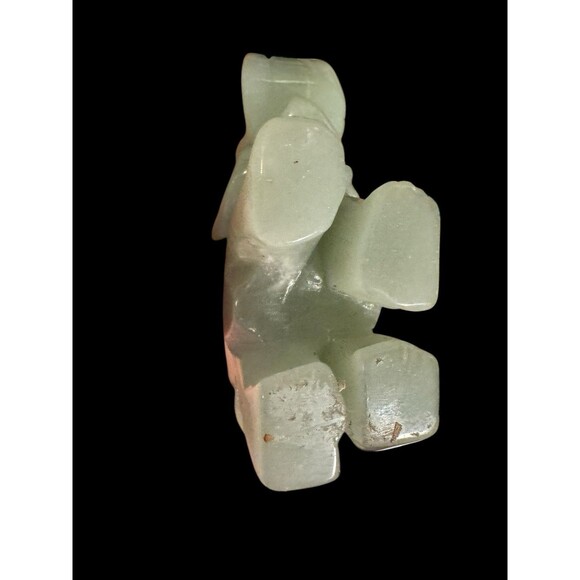 Jade Stone Carved Green Trunk Up Elephant Figurine 3" Home Shelf Decor - Picture 9 of 10